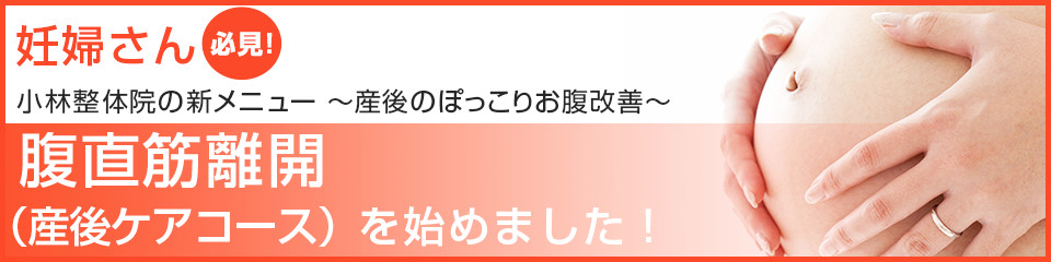 小林整体院の新メニュー　妊婦さん必見！産後のぽっこりお腹改善腹直筋離開（産後ケアコース）を始めました！